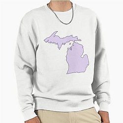 Michigan Home State Outline Purple Sweater