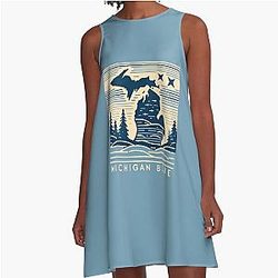 Michigan Blue Serenity A-Line Dress