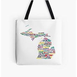 Michigan Colorful Typography Tote Bag