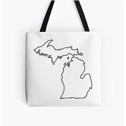 Michigan Home State Outline Tote Bag