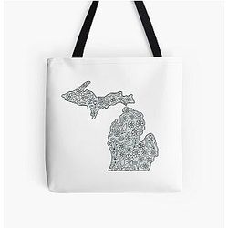 Michigan Blue Flowers Tote Bag