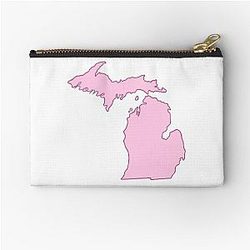 Michigan Home State Pink Zipper Pouch