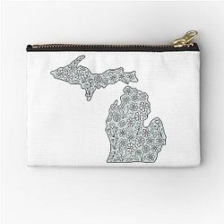 Michigan Blue Flower Zipper Pouch