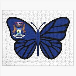 State of Michigan Flag Butterfly Jigsaw Puzzle