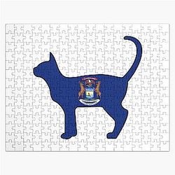 State of Michigan Flag for Cat Lovers Jigsaw Puzzle Game