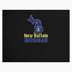 New Buffalo Michigan State Distressed Flag Jigsaw Puzzle