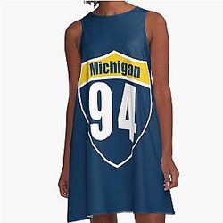 Michigan Interstate Sign 94 A Line Dress
