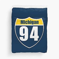 Michigan Interstate Sign Duvet Cover