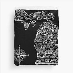 Michigan Map Duvet Cover