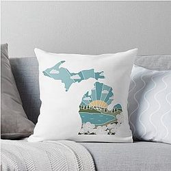 Michigan Illustrated Throw Pillow