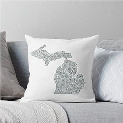 Michigan Blue Flowers Pillow