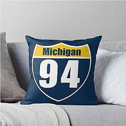 Michigan Interstate Sign 94 Throw Pillows