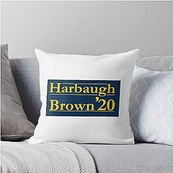 Harbaugh Brown 20 University of Michigan Football Sign Throw Pillow