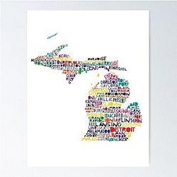 Michigan Colorful Typography Poster