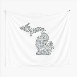 Michigan Blue Flowers Tapestry