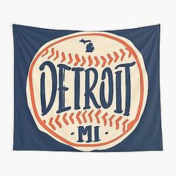 Detroit Michigan Hand-Drawn Script Design Tapestry