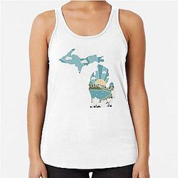 Michigan Illustrated Graphic Racerback Tank Top