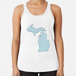 Michigan Home State Outline Blue Racerback Tank Top