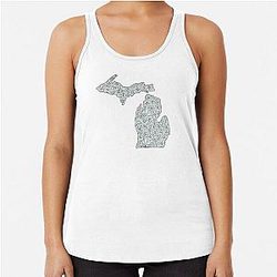 Michigan Blue Flower Racerback Tank Top
