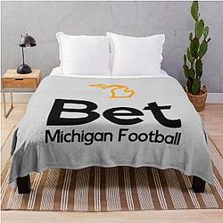 Michigan Football Logo: Legal Sports Betting Michigan Throw Blanket