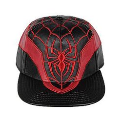 Marvel Comics Spider-Man Miles Morales Faux Leather Snapback Hat for Men and Women Black