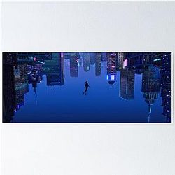 Miles Morales Rising into the City Poster