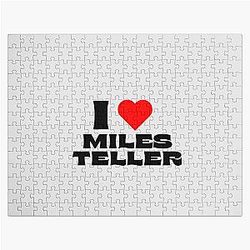 I Love Miles Teller Black Fonts Jigsaw Puzzle
