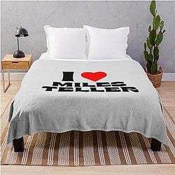 I Love Miles Teller Black Throw Blanket
