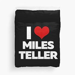 I Love Miles Teller Duvet Cover