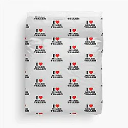 I Love Miles Teller Black Duvet Cover