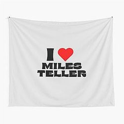 I Love Miles Teller Black Font Tapestry