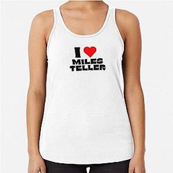 I Love Miles Teller - Black Racerback Tank Top