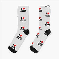I Love Miles Teller - Black Socks