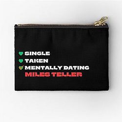 Mentally Dating Miles Teller White Zipper Pouch