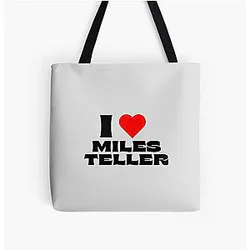 I Love Miles Teller - Black & White Tote Bag