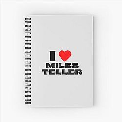 I Love Miles Teller Black Spiral Notebook