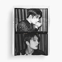 ATEEZ Mingi Hot Film Photo Set Black and White Duvet Cover
