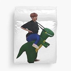 Dino Rider Meme Duvet Cover