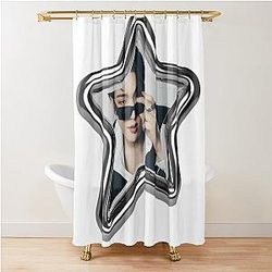 Kpop ATEEZ Mingi Chrome Heart Shower Curtain