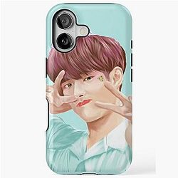 Ateez Mingi fanart stickers mint choco princess aesthetic iPhone Tough Case
