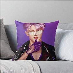 Ateez Deja Vu Mingi fanart wallpaper cyber punk Throw Pillow