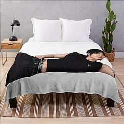 Ateez Mingi Kpop Photo Throw Blanket