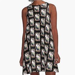 Song Mingi Ateez Mingi Korean Kpop Retro Paint Design A-Line Dress