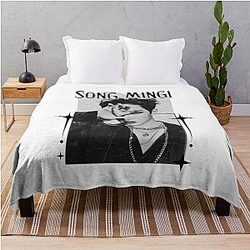 Ateez Kpop Boy Group Scrapbook Collage Cozy Y2K Vintage Design Throw Blanket