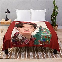 Ateez Christmas Mingi Throw Blanket