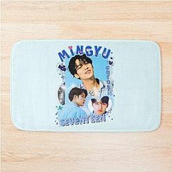 Seventeen Blue: Mingyu Collage Design Tribute Bath Mat
