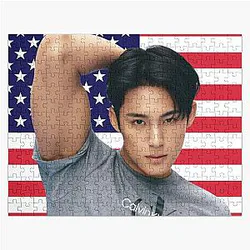 Kpop Seventeen Mingyu USA Flag Funny Jigsaw Puzzle