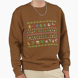 Merry Moogle-mas Perfect Ugly Christmas Sweater with a gamer flare of chocobos, moogles and FF14 Pullover Sweatshirt