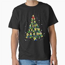 Minions Christmas Trees And Light Color Xmas Movie Graphic T-Shirt