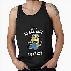 Despicable Me Minion Black Belt In Graphic Tank Top